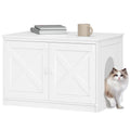 Hzuaneri Cat Litter Box Enclosure, Hidden Litter Box Furniture with Detachable Dividers, Reversible Entrance Left or Right Side, Wooden Cat House, 80 x 50 x 54 cm, White CB86613W