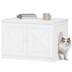 Hzuaneri Cat Litter Box Enclosure, Hidden Litter Box Furniture with Detachable Dividers, Reversible Entrance Left or Right Side, Wooden Cat House, 80 x 50 x 54 cm, White CB86613W