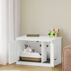 Hzuaneri Cat Litter Box Enclosure, Hidden Litter Box Furniture with Detachable Dividers, Reversible Entrance Left or Right Side, Wooden Cat House, 80 x 50 x 54 cm, White CB86613W