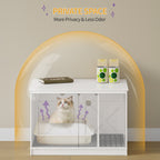 Hzuaneri Cat Litter Box Enclosure, Hidden Litter Box Furniture with Detachable Dividers, Reversible Entrance Left or Right Side, Wooden Cat House, 80 x 50 x 54 cm, White CB86613W