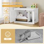 Hzuaneri Cat Litter Box Enclosure, Hidden Litter Box Furniture with Detachable Dividers, Reversible Entrance Left or Right Side, Wooden Cat House, 80 x 50 x 54 cm, White CB86613W