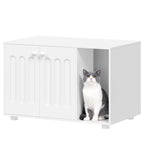 Hzuaneri Cat Litter Box Enclosure, Hidden Litter Box Cabinet Furniture with Legs, Wooden Cat Litter Cupboard with 2 Door and Independent Partition, Modern Style, 80 x 48 x 51 cm, White CB87903X