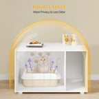 Hzuaneri Cat Litter Box Enclosure, Hidden Litter Box Cabinet Furniture with Legs, Wooden Cat Litter Cupboard with 2 Door and Independent Partition, Modern Style, 80 x 48 x 51 cm, White CB87903X
