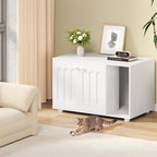 Hzuaneri Cat Litter Box Enclosure, Hidden Litter Box Cabinet Furniture with Legs, Wooden Cat Litter Cupboard with 2 Door and Independent Partition, Modern Style, 80 x 48 x 51 cm, White CB87903X