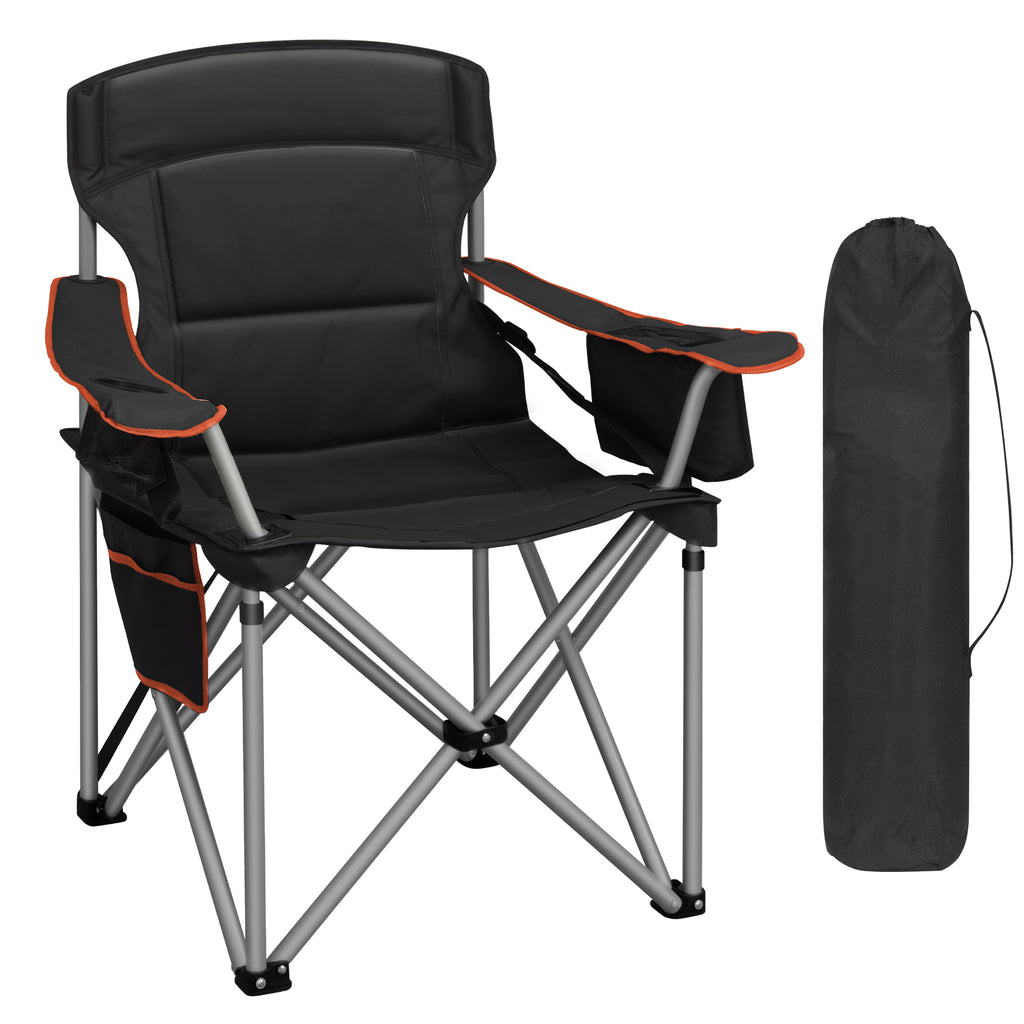 Hzuaneri  Camping Chair, 220 kg Foldable Camping Chair with Cool Bag, Drink Holder, Carry Bag, High-Backed Chair, Comfortable Padded, Fishing Chair, Folding Chair, Garden, Balcony, Beach CC00299EO