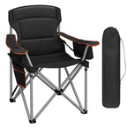Hzuaneri  Camping Chair, 220 kg Foldable Camping Chair with Cool Bag, Drink Holder, Carry Bag, High-Backed Chair, Comfortable Padded, Fishing Chair, Folding Chair, Garden, Balcony, Beach CC00299EO
