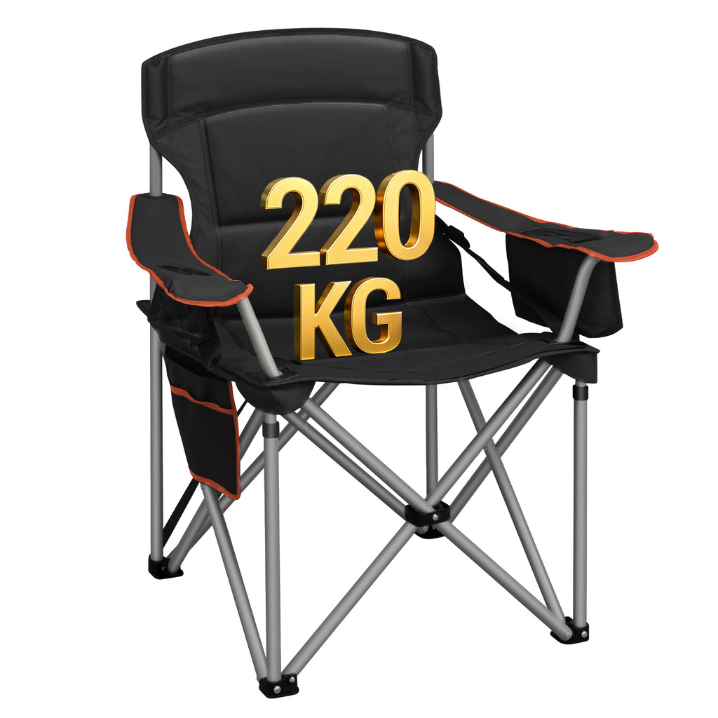 Hzuaneri  Camping Chair, 220 kg Foldable Camping Chair with Cool Bag, Drink Holder, Carry Bag, High-Backed Chair, Comfortable Padded, Fishing Chair, Folding Chair, Garden, Balcony, Beach CC00299EO