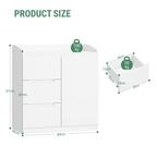 Hzuaneri Chest of Drawers, Chest of Drawers with 3 Drawers and 1 Door, Side Cabinet with Work Surface, Drawer Cabinet, Modern Style, Suitable for Living Room and Bedroom, 40 x 80 x 87 cm, White DC12303X