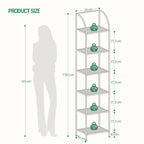 Hzuaneri 6 Tier Bookcase Bookshelf, Tempered Glass Bookshelves, Slim Shelving Unit for Bedroom, Bathroom, Home Office, Steel Frame, Gold, BC20699G
