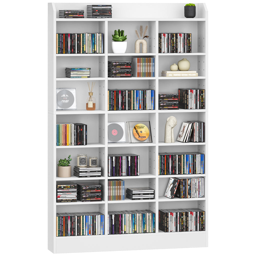 Hzuaneri CD Shelf, DVD Shelf, 8-Tier Open CD Stand with 15 Adjustable Shelves, Manga Shelf, Suitable for Living Room and Study, 17 x 100 x 154.5 cm, White CR18003X