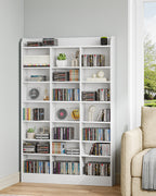 Hzuaneri CD Shelf, DVD Shelf, 8-Tier Open CD Stand with 15 Adjustable Shelves, Manga Shelf, Suitable for Living Room and Study, 17 x 100 x 154.5 cm, White CR18003X