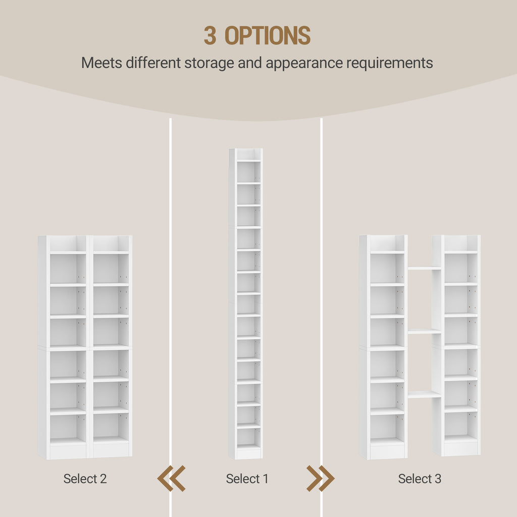Hzuaneri CD Shelf, DVD Shelf, 14-Tier Open CD Stand, Manga Shelf, Bluray Shelf, Freestanding Shelf, Stand or Display Case, for Living Room, Study, 17 x 20 x 213 cm, White CR21403X