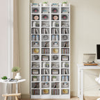 Hzuaneri CD Shelf, DVD Shelf, 14-Tier Open CD Stand, Manga Shelf, Bluray Shelf, Freestanding Shelf, Stand or Display Case, for Living Room, Study, 17 x 20 x 213 cm, White CR21403X