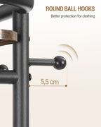 Hzuaneri Coat Rack with Large Storage Basket, Coat Rack with 3 Shelves, 11 Hooks, 40 x 44.5 x 182 cm, for Bedroom, Hallway, Entryway, Brown and Black CR34701B