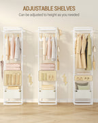 Hzuaneri Coat Stand with Large Storage Basket with 3 Shelves 11 Hooks 40 x 44.5 x 182 cm for Bedroom Hallway Entrance Area White CR34703W