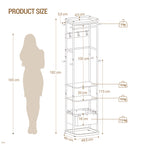 Hzuaneri Coat Stand with Large Storage Basket with 3 Shelves 11 Hooks 40 x 44.5 x 182 cm for Bedroom Hallway Entrance Area White CR34703W