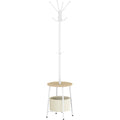 Hzuaneri Coat Rack, Freestanding Coat Rack with Large Storage Basket, 12 Hooks and 1 Shelf for Scarves and Bags, 182 cm, White CR62602W