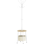 Hzuaneri Coat Rack, Freestanding Coat Rack with Large Storage Basket, 12 Hooks and 1 Shelf for Scarves and Bags, 182 cm, White CR62602W