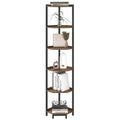 HEXCELEN Corner Shelf, 6-Tier Bookshelf, Freestanding Shelf, Storage Shelf, Corner Bookshelf, Brown-Black