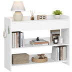 Hzuaneri Console Table with Drawers, Hallway Table with 2-Tier Shelves, Side Table with Table Top Rails, Two Hooks on Each Side, for Hallway, Living Room, 100 × 30 × 80 cm, White CT01603X