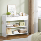 Hzuaneri Console Table with Drawers, Hallway Table with 2-Tier Shelves, Side Table with Table Top Rails, Two Hooks on Each Side, for Hallway, Living Room, 100 × 30 × 80 cm, White CT01603X