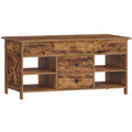 Hzuaneri Coffee Table, Height-Adjustable Living Room Table, Sofa Table, 2 Drawers and Hidden Storage, 50 x 100 x 47.3-61.3 cm, for Living Room, Dining Room, Office, Vintage Brown-Black CT22101B