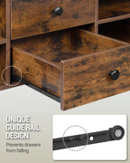 Hzuaneri Coffee Table, Height-Adjustable Living Room Table, Sofa Table, 2 Drawers and Hidden Storage, 50 x 100 x 47.3-61.3 cm, for Living Room, Dining Room, Office, Vintage Brown-Black CT22101B