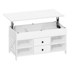 Hzuaneri Coffee Table, Height-Adjustable Living Room Table, Sofa Table, 2 Drawers and Hidden Storage, 50 x 100 x 47.3-61.3 cm, for Living Room, Dining Room, Office, White CT22113B