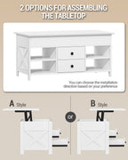 Hzuaneri Coffee Table, Height-Adjustable Living Room Table, Sofa Table, 2 Drawers and Hidden Storage, 50 x 100 x 47.3-61.3 cm, for Living Room, Dining Room, Office, White CT22113B