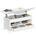 Hzuaneri Coffee Table, Height-Adjustable Living Room Table with 3 Drawers and 2 Compartments, 50 × 100 × 47 cm, Convertible Coffee Table with Drawer into Dining Table, for Living Room, Home Office, White CT22203W