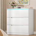 Hzuaneri DC01303XEU Chest of Drawers with LED Lighting 3 Drawers Locker with Lighting Modern Style Suitable for Living Room and Bedroom 40 x 70 x 80 cm White