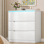 Hzuaneri DC01303XEU Chest of Drawers with LED Lighting 3 Drawers Locker with Lighting Modern Style Suitable for Living Room and Bedroom 40 x 70 x 80 cm White