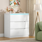 Hzuaneri DC01303XEU Chest of Drawers with LED Lighting 3 Drawers Locker with Lighting Modern Style Suitable for Living Room and Bedroom 40 x 70 x 80 cm White
