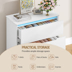Hzuaneri DC01303XEU Chest of Drawers with LED Lighting 3 Drawers Locker with Lighting Modern Style Suitable for Living Room and Bedroom 40 x 70 x 80 cm White