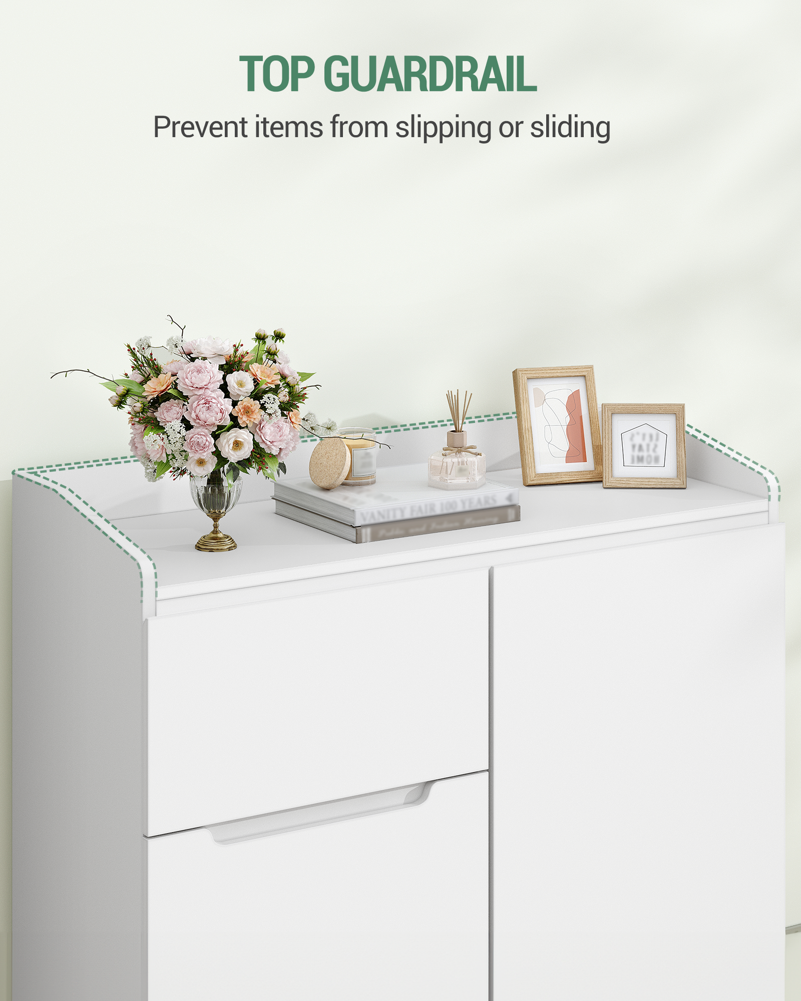 Hzuaneri Chest of Drawers, Chest of Drawers with 3 Drawers and 1 Door, Side Cabinet with Work Surface, Drawer Cabinet, Modern Style, Suitable for Living Room and Bedroom, 40 x 80 x 87 cm, White DC12303X