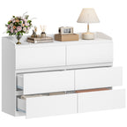 Hzuaneri Chest of Drawers 138 cm, Chest of Drawers with 6 Drawers, Side Cabinet with Work Surface, Locker with Top Rail, Suitable for Living Room and Bedroom, 40 x 138 x 84 cm, White DC32603X