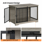 Hzuaneri Dog Crate Furniture, 100 cm Double Door Wooden Dog Crate with Barn Door, Indoor Kennel, End Side Table Animal Crates for Small Medium Large Dogs, Anti-Chew Anti-Escape, Light Ivory DFC02305B