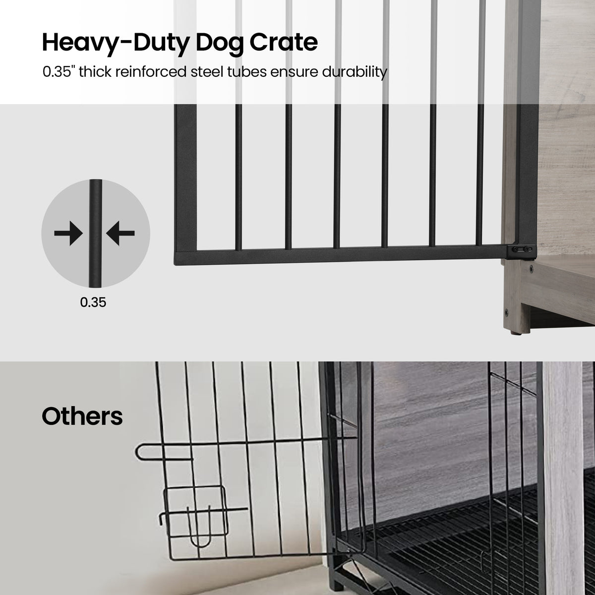 Hzuaneri Dog Crate Furniture, 100 cm Double Door Wooden Dog Crate with Barn Door, Indoor Kennel, End Side Table Animal Crates for Small Medium Large Dogs, Anti-Chew Anti-Escape, Light Ivory DFC02305B