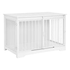 Hzuaneri Dog Cage Furniture, 100cm Dog Box for Home Use, Sliding Doors, 2 Doors, Modern Wooden Indoor Dog Box for Small/Medium/Large Dogs, Dog Cage for Home Use, 100 x 60 x 68 cm, White DFC02313W