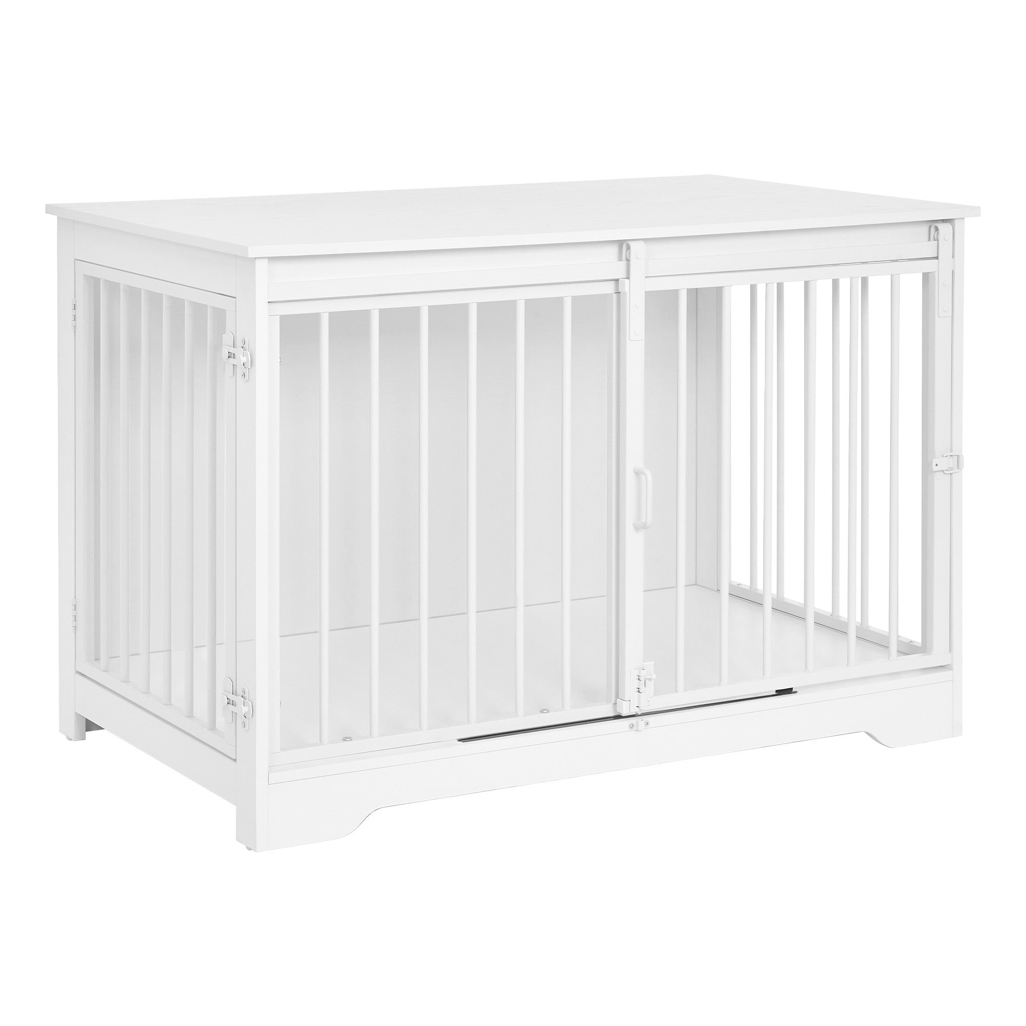 Hzuaneri Dog Cage Furniture, 100cm Dog Box for Home Use, Sliding Doors, 2 Doors, Modern Wooden Indoor Dog Box for Small/Medium/Large Dogs, Dog Cage for Home Use, 100 x 60 x 68 cm, White DFC02313W