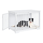 Hzuaneri Dog Cage Furniture, 100cm Dog Box for Home Use, Sliding Doors, 2 Doors, Modern Wooden Indoor Dog Box for Small/Medium/Large Dogs, Dog Cage for Home Use, 100 x 60 x 68 cm, White DFC02313W