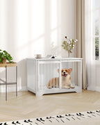Hzuaneri Dog Cage Furniture, 100cm Dog Box for Home Use, Sliding Doors, 2 Doors, Modern Wooden Indoor Dog Box for Small/Medium/Large Dogs, Dog Cage for Home Use, 100 x 60 x 68 cm, White DFC02313W