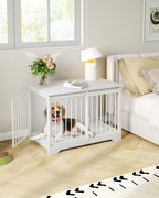 Hzuaneri Dog Cage Furniture, 100cm Dog Box for Home Use, Sliding Doors, 2 Doors, Modern Wooden Indoor Dog Box for Small/Medium/Large Dogs, Dog Cage for Home Use, 100 x 60 x 68 cm, White DFC02313W