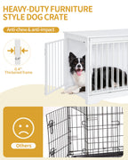 Hzuaneri Dog Cage Furniture, 100cm Dog Box for Home Use, Sliding Doors, 2 Doors, Modern Wooden Indoor Dog Box for Small/Medium/Large Dogs, Dog Cage for Home Use, 100 x 60 x 68 cm, White DFC02313W
