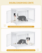 Hzuaneri Dog Cage Furniture, 100cm Dog Box for Home Use, Sliding Doors, 2 Doors, Modern Wooden Indoor Dog Box for Small/Medium/Large Dogs, Dog Cage for Home Use, 100 x 60 x 68 cm, White DFC02313W