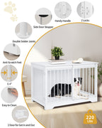 Hzuaneri Dog Cage Furniture, 100cm Dog Box for Home Use, Sliding Doors, 2 Doors, Modern Wooden Indoor Dog Box for Small/Medium/Large Dogs, Dog Cage for Home Use, 100 x 60 x 68 cm, White DFC02313W