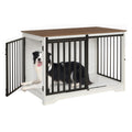 Hzuaneri Dog Cage Furniture, 100cm Dog Box for Home Use, Sliding Doors, 2 Doors, Modern Wooden Indoor Dog Box for Small/Medium/Large Dogs, Dog Cage for Home Use, 100 x 60 x 68 cm, White Brown DFC02314B