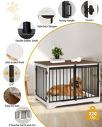 Hzuaneri Dog Cage Furniture, 100cm Dog Box for Home Use, Sliding Doors, 2 Doors, Modern Wooden Indoor Dog Box for Small/Medium/Large Dogs, Dog Cage for Home Use, 100 x 60 x 68 cm, White Brown DFC02314B