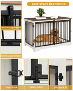 Hzuaneri Dog Cage Furniture, 100cm Dog Box for Home Use, Sliding Doors, 2 Doors, Modern Wooden Indoor Dog Box for Small/Medium/Large Dogs, Dog Cage for Home Use, 100 x 60 x 68 cm, White Brown DFC02314B