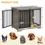Hzuaneri Dog Crate Furniture, 81cm Dog Box for Home Use, Sliding Doors, 2 Doors, Modern Wooden Indoor Dog Box for Small/Medium Dogs, Dog Crate for Home Use, 81 x 55 x 67.5cm, Light Ivory DFC83605B